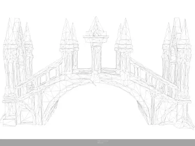 Stylized Gothic Stone Bridge - AI Low-poly 3D model
