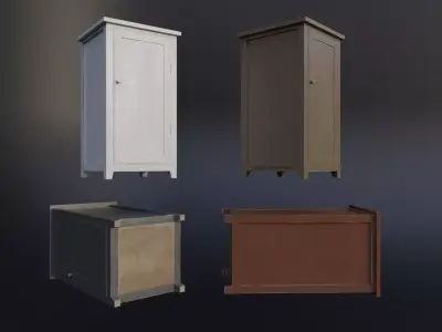 Wooden Cabinet Low-poly 3D model