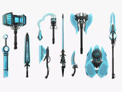 10 SciFi Weaponry A Collection - Sci Fi Weapon Design 3D Model Pack