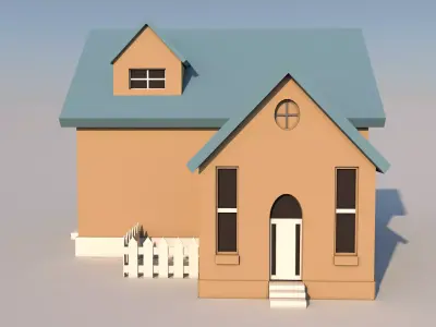 Cartoon House 3D model 7