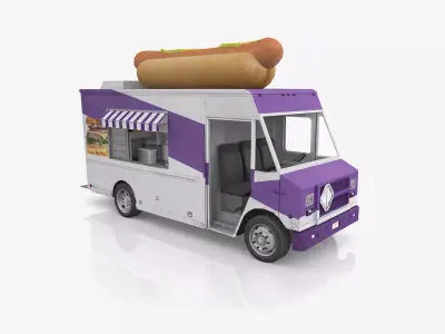 Hot Dog Truck Mobile Street Food Delivery Vehicle 3D model