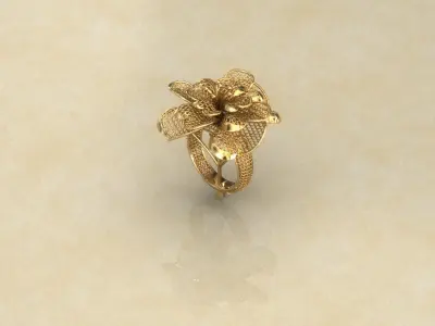 Multi Floor Flower Electro-Fusion Fashion Ring 3D print model