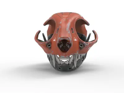 Cyborg Cat Skull 3D model