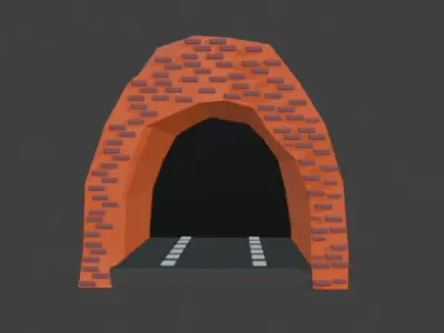 road with tunnel Low-poly 3D model