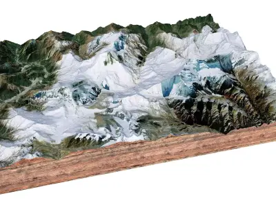 Dhaulagiri Mountain Range Nepal 3D model