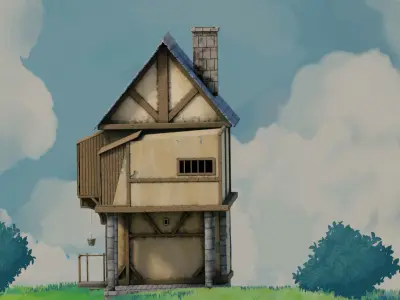 fantasy Stylized Medieval House b10 3D model
