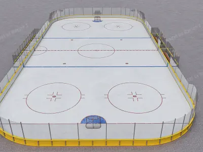 Ice Hockey Rink International Version IIHF Low-poly 3D model