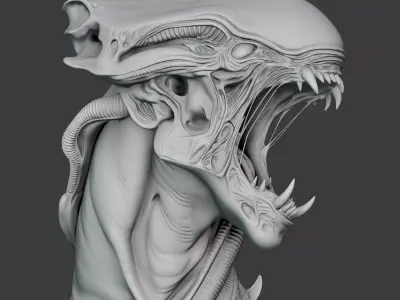 Alien Monster Head 3D print model