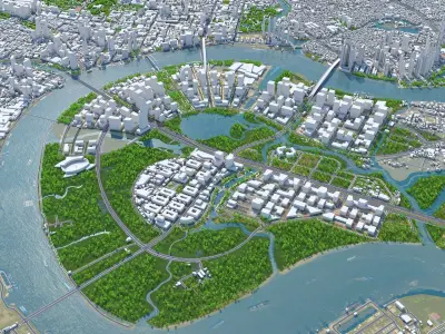 Ho Chi Minh Downtown Vietnam Low-poly 3D model