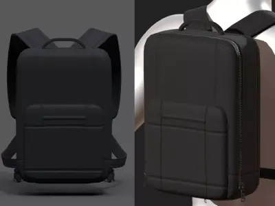 Backpack Camping Generic Black material  Low-poly 3D model