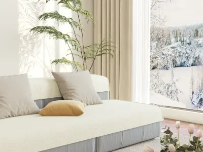 Mid Century interior  Livingroom 3D model