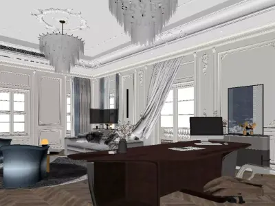 French-Style Light Luxury Office 3D model