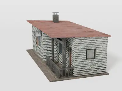 Small rural train stop Low-poly 3D model