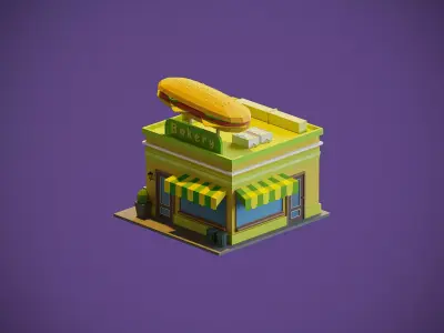 Bakery Building Low-poly 3D model