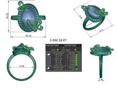  Women Ring  Render 3dm STL OBJ FBX Details 3D print model get