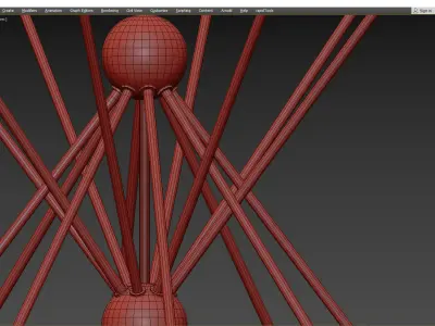 SCARLETT chandelier with balls hanging from brass rods Low-poly 3D model