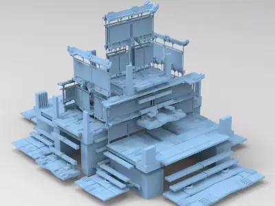 Sci fi  Light gravity cube walkway 1  Low-poly 3D model