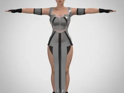 Cyber punk girl-Female character and outfit 3D model