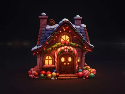 Candy House 3D Model  Cartoon Stylized Fantasy House  Game-Ready 3D model