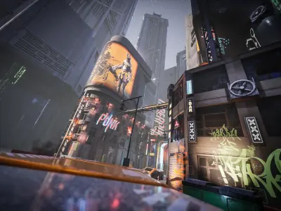 Cyberpunk Environment Kitbash Set Low-poly 3D model