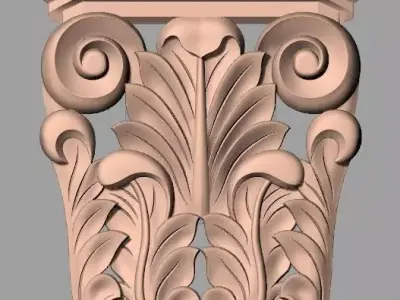 Door Post flower 3D STL Model for CNC Router Carving E972 3D model