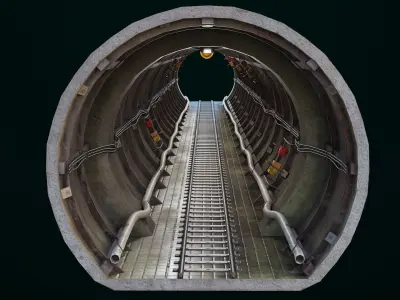 Train Tunnel02 All PBR Unity UE V-Ray Textures Included Low-poly 3D model