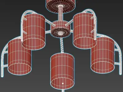 escada-671-5p five light brass ceiling fixture with clear gla... 3D model