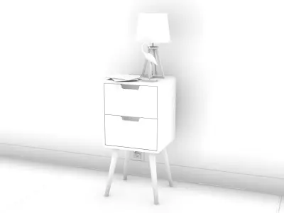 Bedside Table - Set Decoration Bedroom 04 3D model
