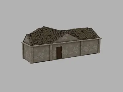 Abandoned Old House With Destroyed Roof 3D model