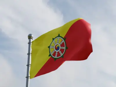 Animated Bhutan Flags 3D model