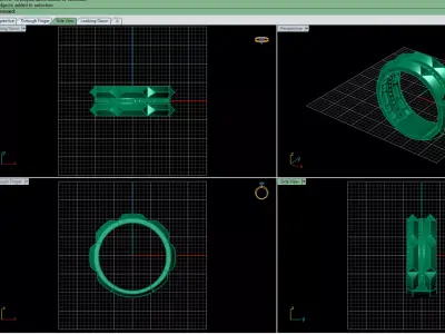 Facet Crown Gold Ring 3D print model