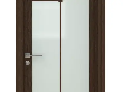 Door-026 wooden door with glass panels 3D model