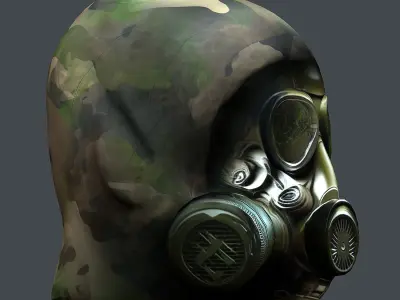 helmet Gas mask  3d model military combat Low-poly Low-poly 3D model