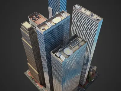 Realistic City District H20-H36 3D model