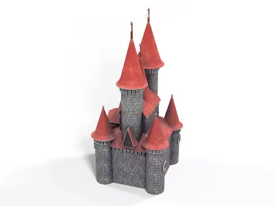 Cartoon Castle 01 PBR Low-poly 3D model