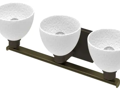 3 Light Antique Bronze Veanity Light with Sculpted Glass Shades Low-poly 3D model