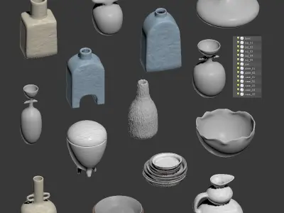 Pottery set v2 - 14 models 3D model