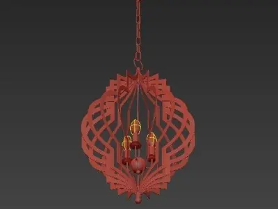 Pattern Makers Large Golden 3 Light Pendant 3D model
