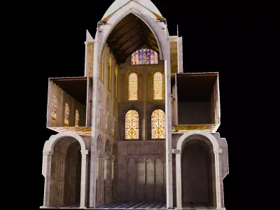 Cathedral FULL Transept  Low-poly 3D model