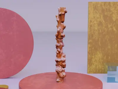 Wood sculpture old man 03 high-poly  3D model