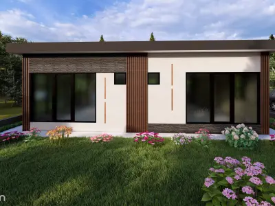 Modern Small House Minimalist One-Story Home Exterior 3D Model 3D model