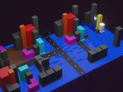 Skyscraper Building Low Poly Assets  3D model Low-poly 3D model