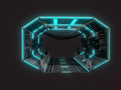 Futuristic Space Tunnel Low-poly 3D model