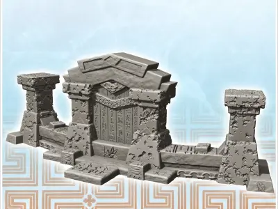 Egyptian temple wall ruin 2 - Ancient Classic Old Archaic Histor 3D print model