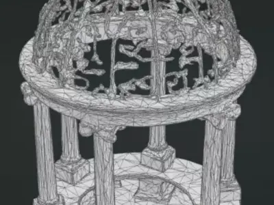 Garden gazebo with a wrought iron top 3D model