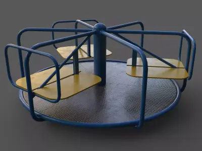 PBR Merry Go Round Roundabout C Low-poly 3D model