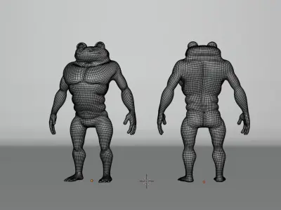 Frog-Man Base Mesh Low-poly 3D model