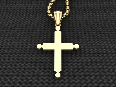 High Cross Pendant Light Gold 18K 3CP055 3D model