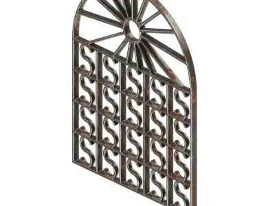 Rusty Steel Arch Window Grill 3D model