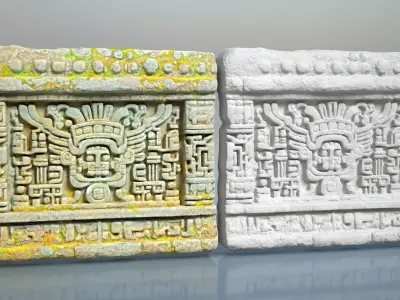 Low poly ruin Mayan Temple Walls - 240712 Low-poly 3D model